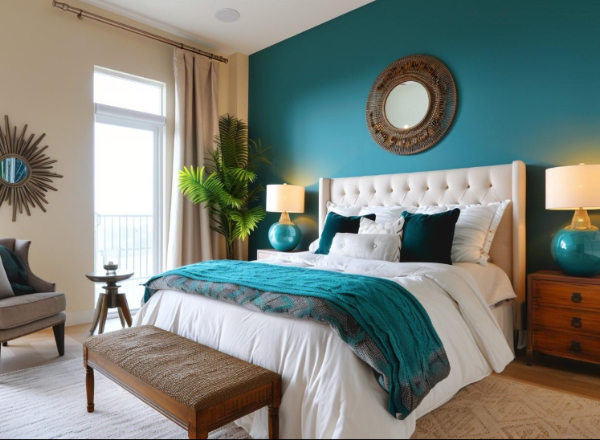 Teal + Beige