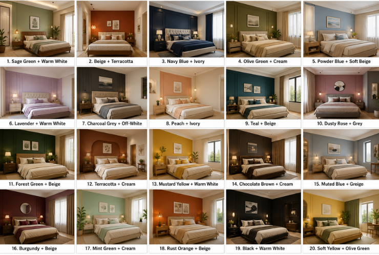 two colour combination for bedroom walls