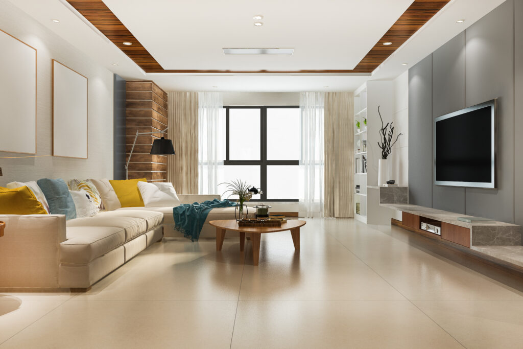 3D visualisation of a living room interior by Espace N Design