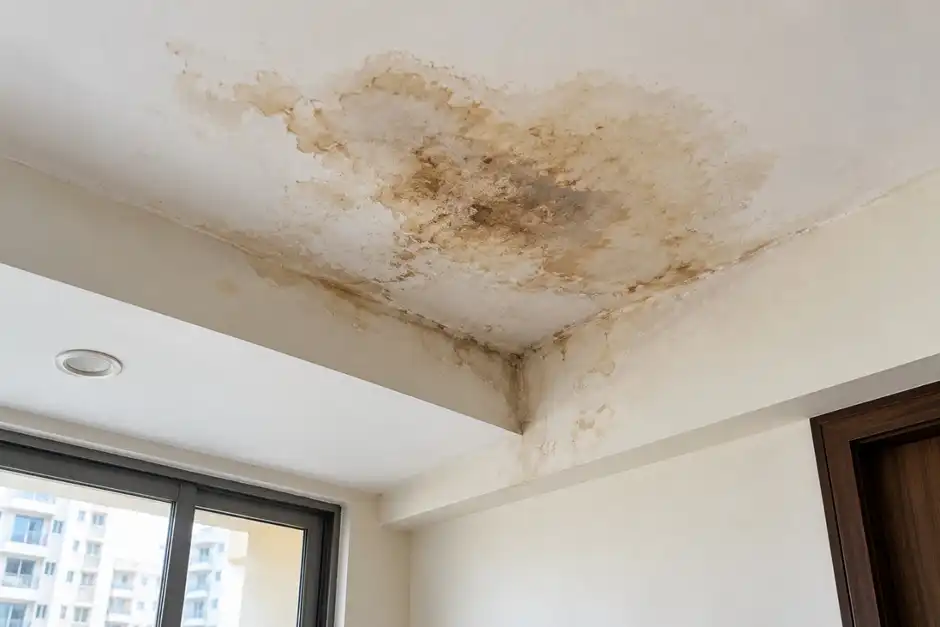 Seepage stain on ceiling before false ceiling work