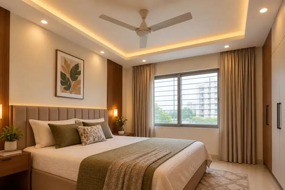 Simple border false ceiling design for a bedroom