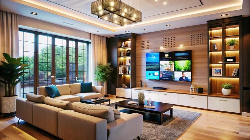TV console with three wide drawers